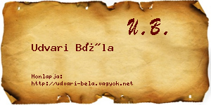 Udvari Béla névjegykártya